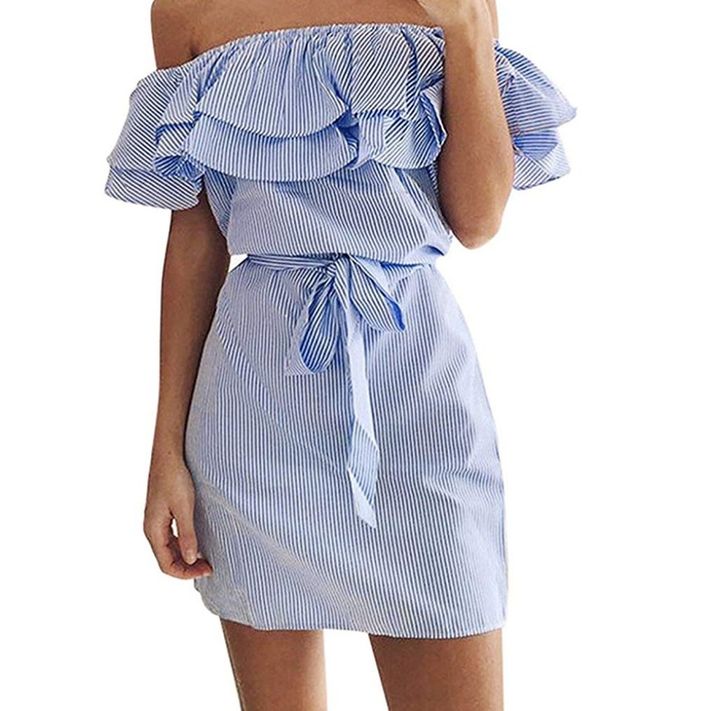 Ruffle off shoulder dress